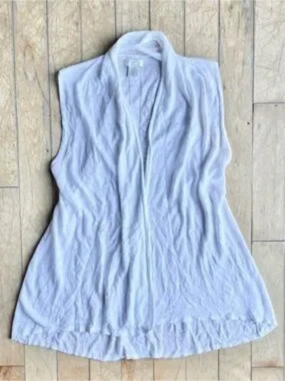 St. Tropez West 100% Linen Open Front Vest White Layering Piece Size Medium